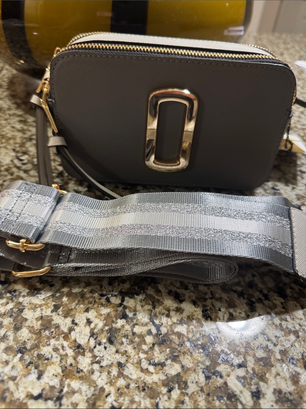 Gray Women’s Crossbody Camera Bag with Wide Strap